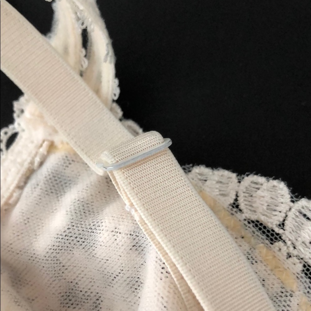 MESH/ EMBROIDERED LACE OFF WHITE/ IVORY BRA - Picture 8 of 13